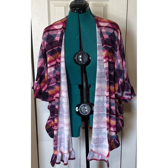 Heimish U.S.A. Open Front Knit Top High Low Stretch Polyester Blend Women Size L - Picture 10 of 14